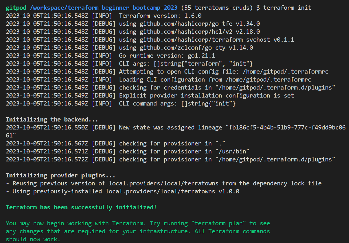 Logs Enabled in Terraform Tab